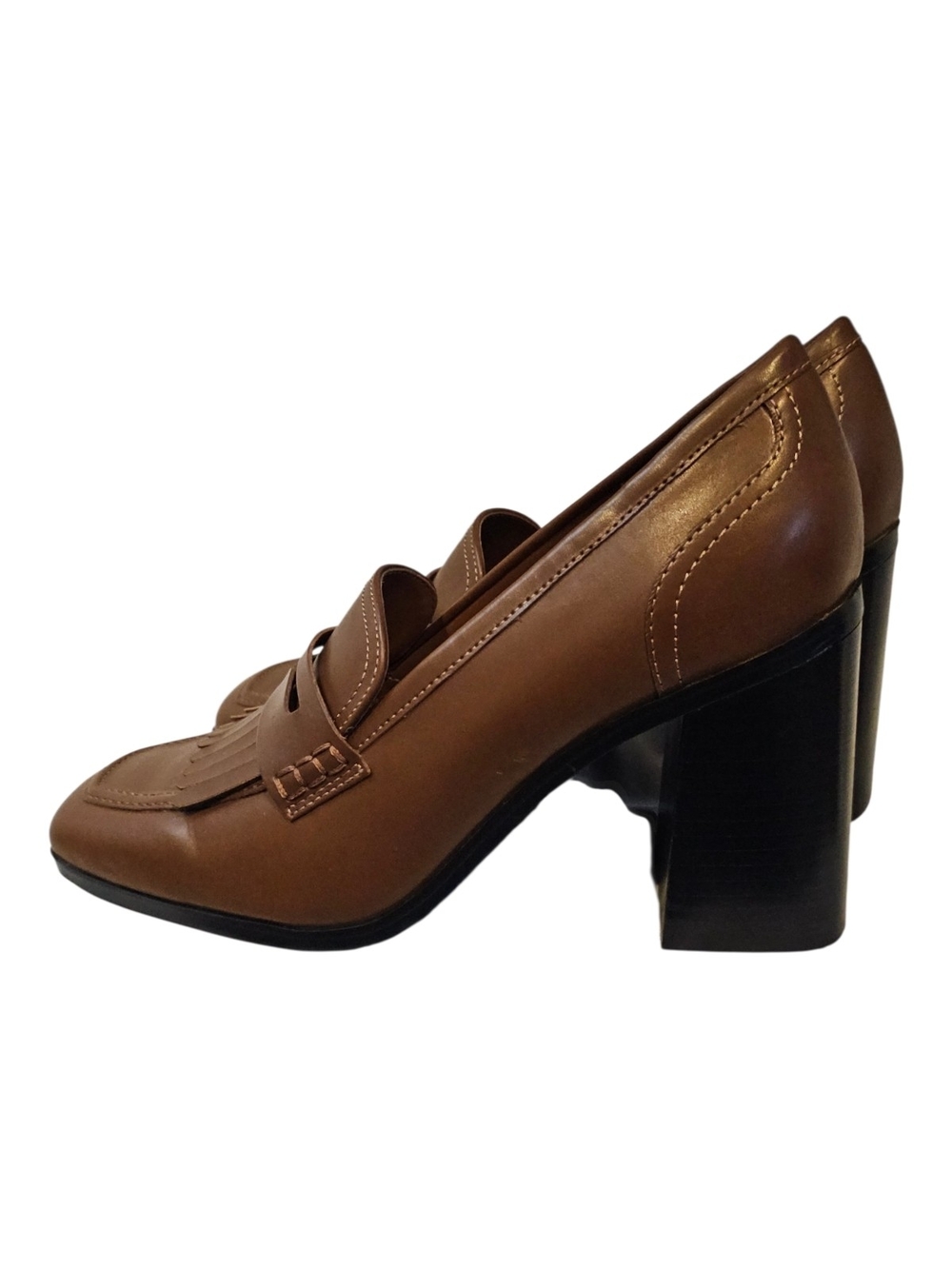 Marc Fisher Size 10 Hamish Block Heel Kiltie Penny Loafer Brown - Picture 6 of 14
